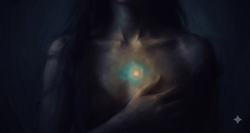 A glow of light held at the centre of the chest